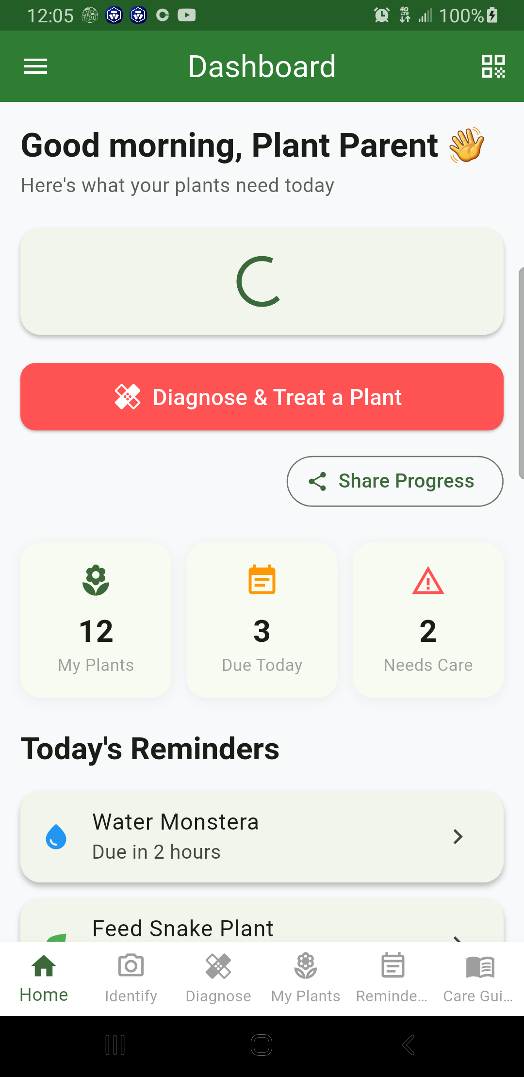 Miracle Plant Repair app home screen